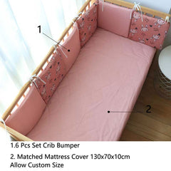 Baby Bed Bumper For Newborns Baby Room Decoration Thick Soft Crib Protector For Kids Cot Cushion With Cotton Cover Detachable