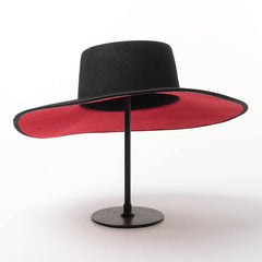 Classical Unisex Wide Brim Splice Two Tone Wool Fedora Winter Warm Wide Brim Women Hats Red Black Ladies Church Derby Dress Hat