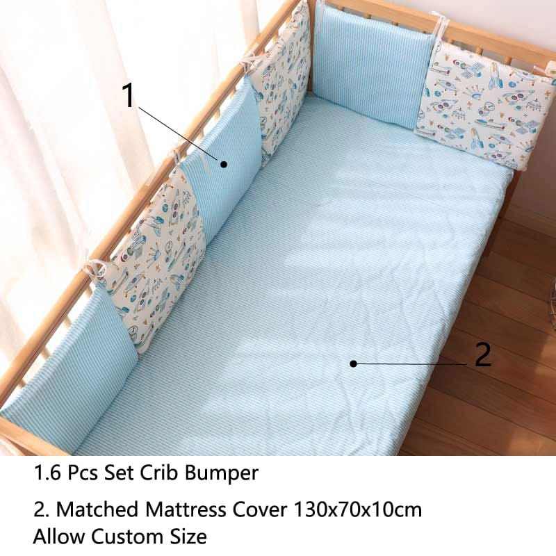 Baby Bed Bumper For Newborns Baby Room Decoration Thick Soft Crib Protector For Kids Cot Cushion With Cotton Cover Detachable