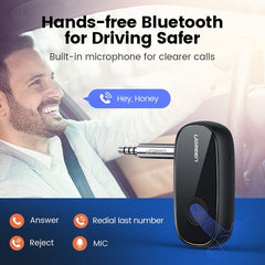 UGREEN Bluetooth Receiver aptX HD Wireless Bluetooth 5.1 Car Adapter Portable Wireless Audio Adapter 3.5mm Aux with Microphone