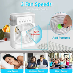 Portable Fan Air Conditioners USB Electric Fan LED Night Light Water Mist Fun 3 In 1 Air Humidifie For Home