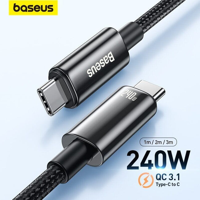 Baseus PD 240W Super Fast Charging Cables For iPhone 15 Plus Promax TypeC To USB Type C Wire Cable 5A For Macbook iPad Data Cord