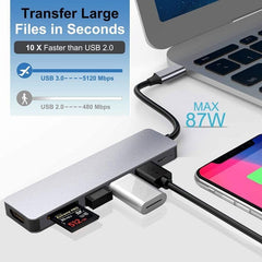 8in1 USB C HUB Type C Splitter 4K Thunderbolt 3 Docking Station Laptop Adapter For Macbook Air M1 iPad Pro RJ45 HDMI Computer