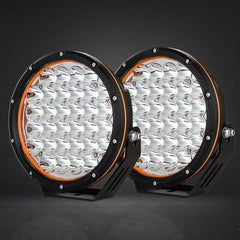 Pair Black 7-9  INCH LED Driving Lights Spotlights And Wiring Harness