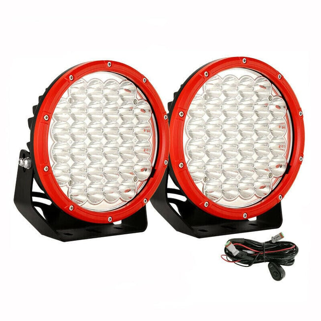 Pair Black 7 INCH LED Driving Lights Spotlights And Wiring Harness