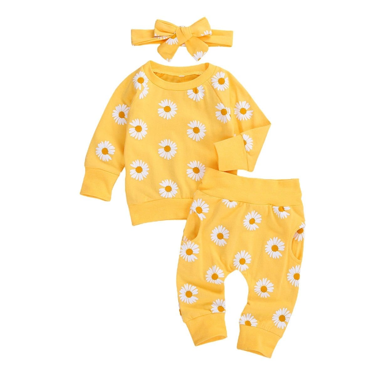 0-24M Toddler Newborn Infant Baby Girl Autumn Clothing Set Daisy Printed Cotton Top Long pants 2Pcs Outfits 3Colors - Wowza