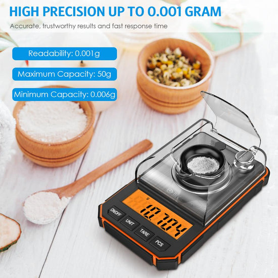 0.001g Electronic Digital Scale Portable Mini Scale Precision Professional Pocket Scale Milligram 50g Calibration Weights - Wowza