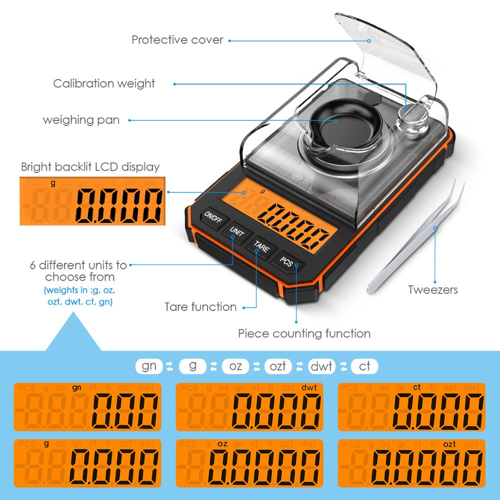 0.001g Electronic Digital Scale Portable Mini Scale Precision Professional Pocket Scale Milligram 50g Calibration Weights - Wowza