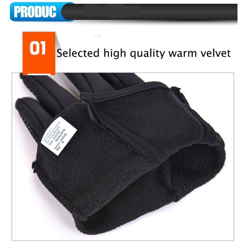 1 Pairs Gloves Anti Slip Windproof Thermal Warm Touchscreen Glove Breathable Tactico Winter Men Women Black Zipper Gloves - Wowza