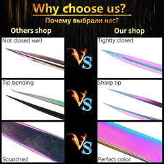 1 Pcs Eyelashes Tweezers Stainless Steel superhard Tweezers High Precision Anti-static tweezers for Eyelash Extensions - Wowza