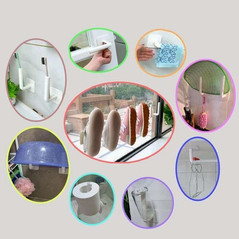 1 Pcs L-Shape Punch-Free Hook Wall Mounted Cloth Hanger for Coats Hats Towels Clothes Kitchen Rack Roll Bathroom Holder - Wowza