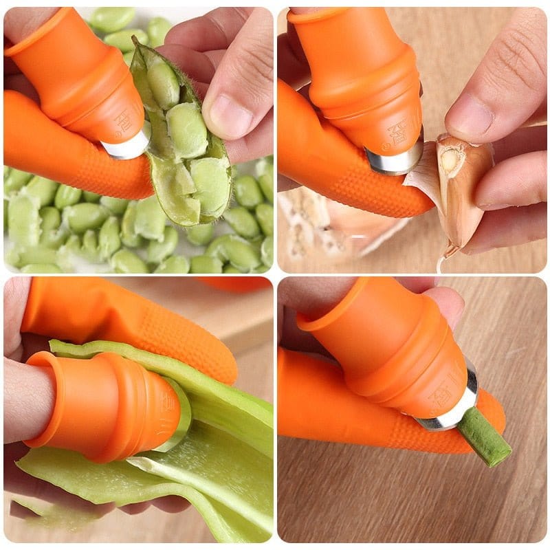 1 Set Silicone Finger Protector With Blade For Fruits Vegetable Thumb Knife Finger Guard Kitchen Gadgets Kitchen Accessories - Wowza