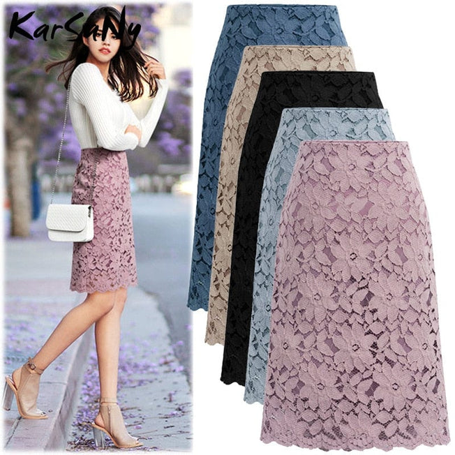 Women A-line Skirt Lace Elegant Office Skirts Womens Black Pencil Velvet Skirt For Women Warm Skirts Knee-length High Waist 2021