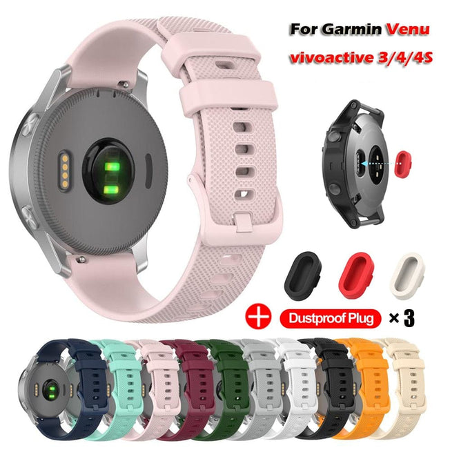 Watch Strap For Garmin Venu Vivoactive 3 Silicone Wristband Strap For Garmin Vivoactive 4S 4 Forerunner 245 With Dustproof Plug