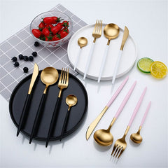 Rose Gold Tableware Set Stainless Steel Cutlery Set Western Food Tableware Luxury Fork Teaspoon Knife Cutlery Set fork spoon - Wowza