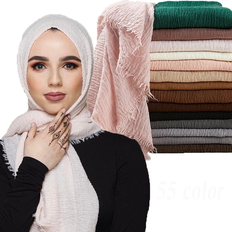 95*190cm women muslim crinkle hijab scarf femme musulman soft cotton headscarf islamic hijab shawls