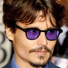 Fashion Johnny Depp Style Round Sunglasses Clear Tinted Lens Brand Design Party Show Sun Glasses Oculos De Sol