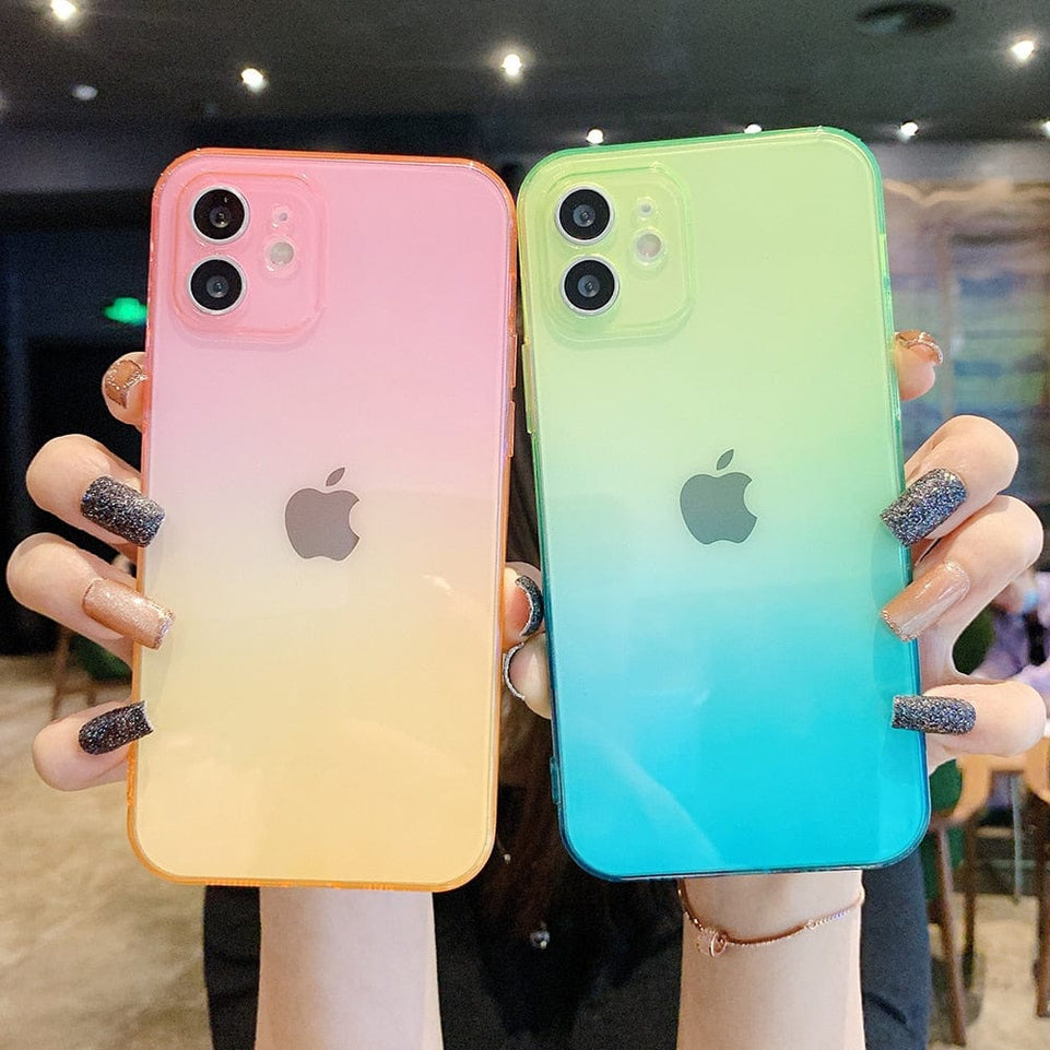 LOVECOM Gradient Clear Watercolor Phone Case For iPhone 13 12 14 Pro Max 11 Pro Max XS Max XR X 7 8 Plus Coque Soft TPU Cover