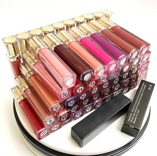 50pcs/lot Private Label Lipgloss  Moisturizing Shiny Glitter Glossy Makeup Lip Gloss Custom Liquid Lipstick Bulk