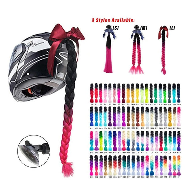 2022 New Motorcycle Helmet Braids Woman Braids Wig For Motorbike Helmets 17 Colors Twist Dual Pigtail Ponytail With Sucker Bow