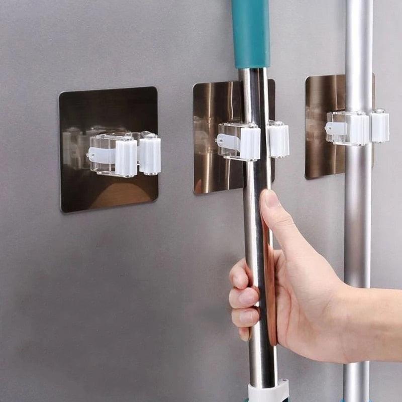 Adhesive Multi-Purpose Hooks Wall Mounted Mop Organizer Holder RackBrush Broom Hanger Hook Kitchen Bathroom Strong Hooks - Wowza