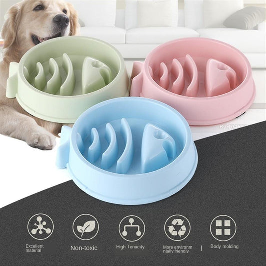 Pet Slow Eating Feeder Fish Bone Shape Dog Bowl Dog Feeding Food Bowls Bloat Stop Healthy Interactive Puppy Food Plate Dishes