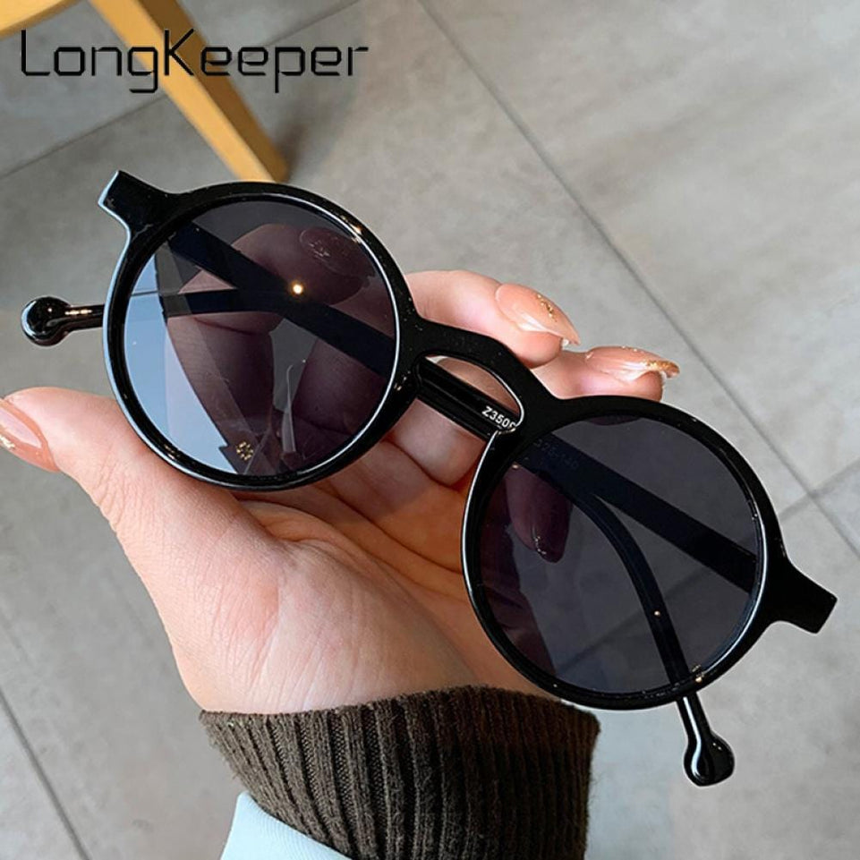 Retro Round Sunglasses Women Brand Designer Classic Vintage Small Frame Sun Glasses Ladies Black Driving Eyewear Korean Style