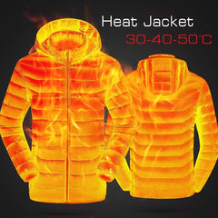 Men 2022 Winter New Warm USB Heating Fleece Jackets Parkas Smart Thermostat Detachable Hooded Heated Waterproof Jacket Clothing