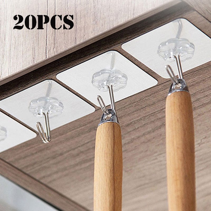10/20Pcs Transparent Strong Self Adhesive Door Wall Hangers Hooks Suction Heavy Load Rack Cup Sucker for Kitchen Bathroom Office - Wowza