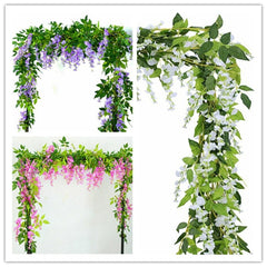 2x 7FT Artificial Wisteria Vine Garland Plants Foliage Trailing Flower flowers Outdoor home office hotel decor