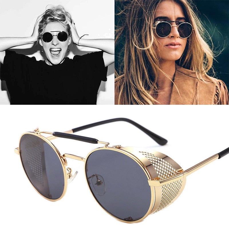 2022 NEW Round Steampunk Sunglasses Men Women Fashion Metal Glasses Brand Design Vintage Sunglasses High Quality UV400 Gafas