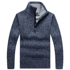 Pullover Mens Thick Warm Knitted Pullover Men Sweater Solid Fashion Turtleneck Sweaters Half Zip Warm Fleece Winter Coat Casual