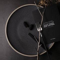 Exclusive KINGLANG Black Ceramic Dinner Plate Western Big Steak Plate Main Course Plate Dish Restaurant Wholesale Plates - Wowza