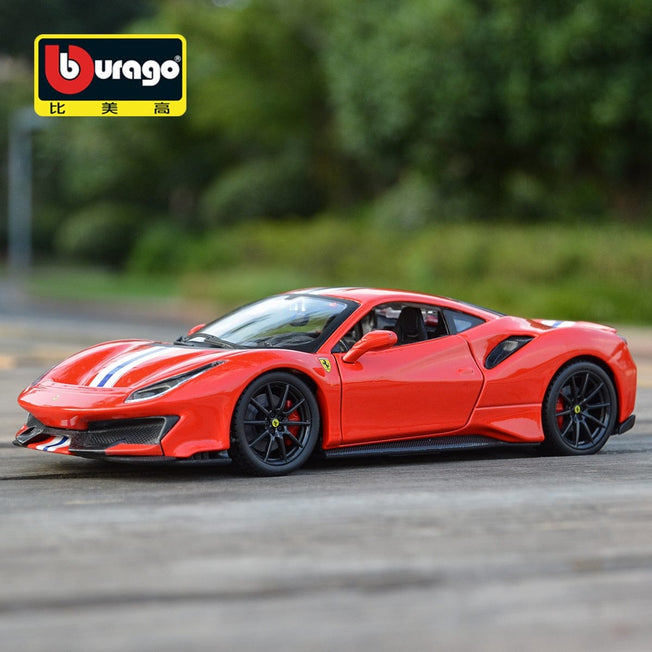 Bburago 1:24 Ferrari 488 PIsta Sports Car Static Die Cast Vehicles Collectible Model Car Toys