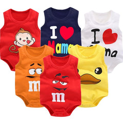 Newborn Baby Boys Girls Cartoon Cotton Bodysuit Infant Baby Bag Fart Sleeveless Vest Jumpsuit Summer Thin Penguin Pajamas Outfit