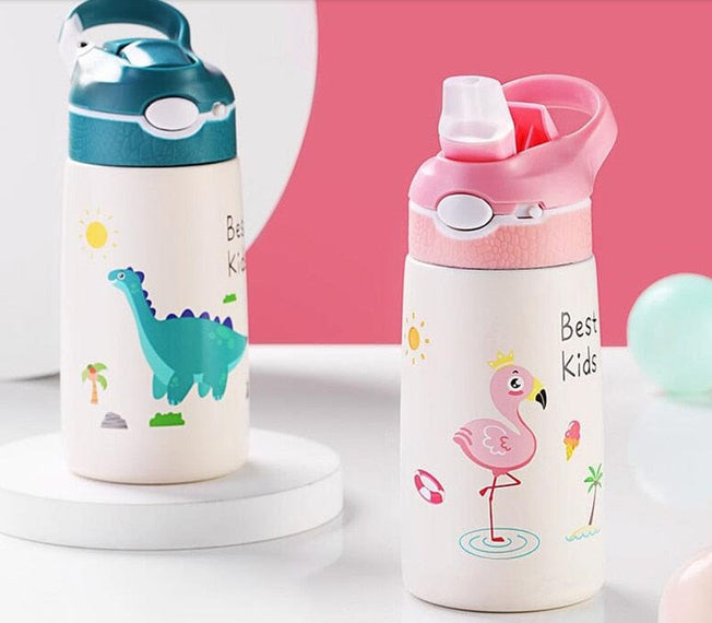 400ML Children Thermos Water Bottle Kids Thermos Mug Baby Duck Billed Straw 316 Stainless Steel Vacuum Flasks Tumbler Thermo Cup - Wowza