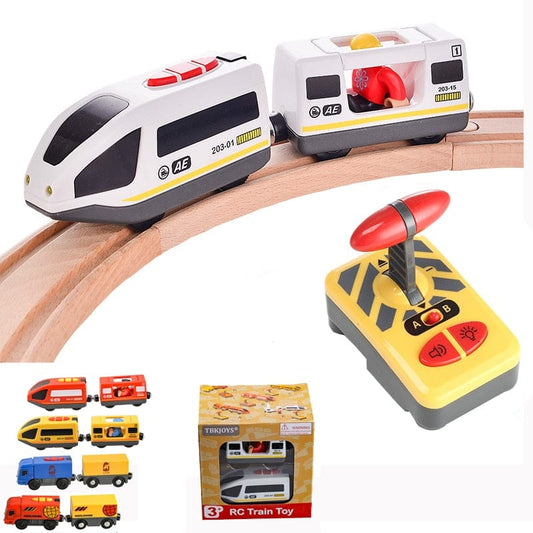 RC Electric Train Set With Carriage Sound and Light  Express Truck FIT Wooden Track Children Electric Toy Kids Toys