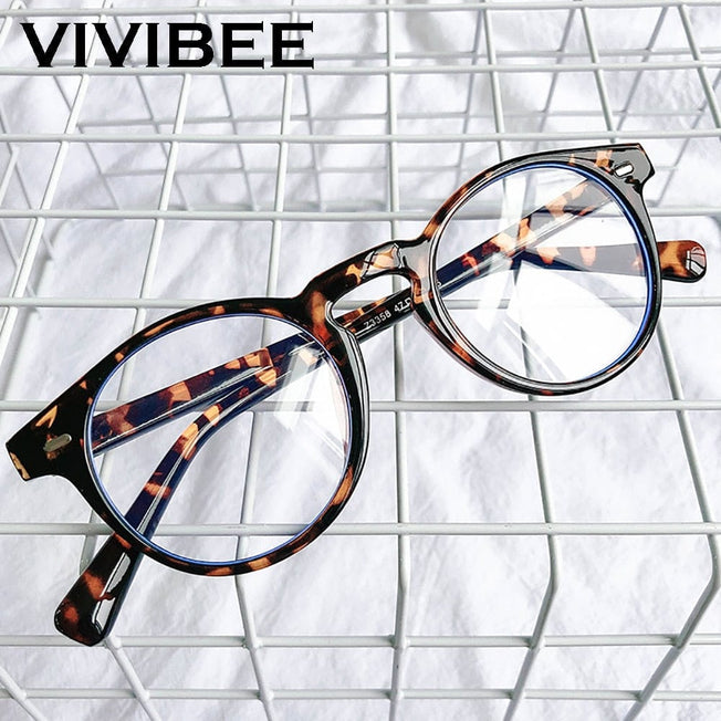 VIVIBEE Small Size Blue Light Filter Glasses Men Leopard Square Frame Gaming UV400 Blue Ray Blocking Computer Women Eyeglasses