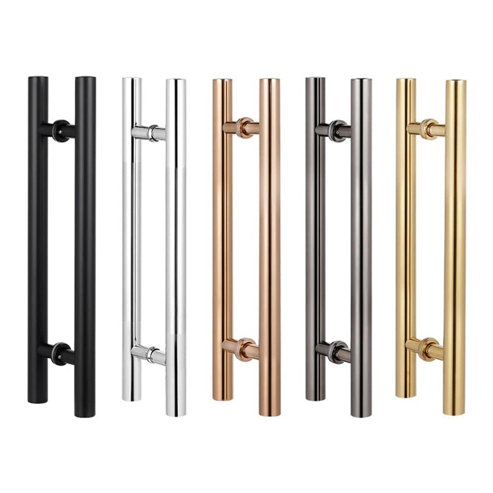 JACHOR Oval Shape Glass Door Handles Stainless Steel Barn Doors Pull Handle Set Shower Door Hardware Fittings