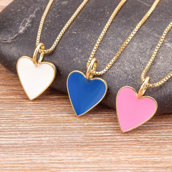 Romantic Heart Couple Necklace 5 Colors Simple Valentine's Day Sweater Chain Best Friend Lovers Wedding Party Gift Jewelry