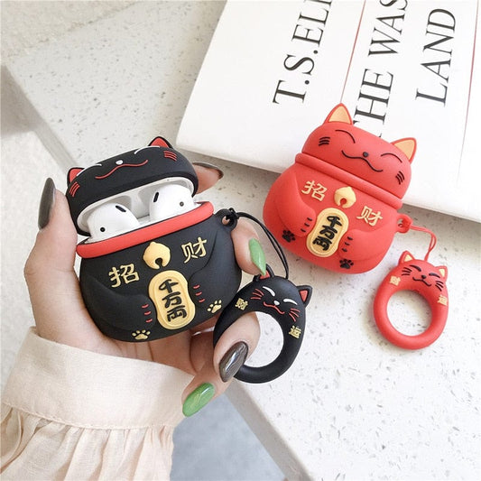 Lovely Case for Airpods Pro Japanese Style Lucky Cat Silicone Earphone Case For Apple Airpods 1 2 3 Case Cute Protective Cover