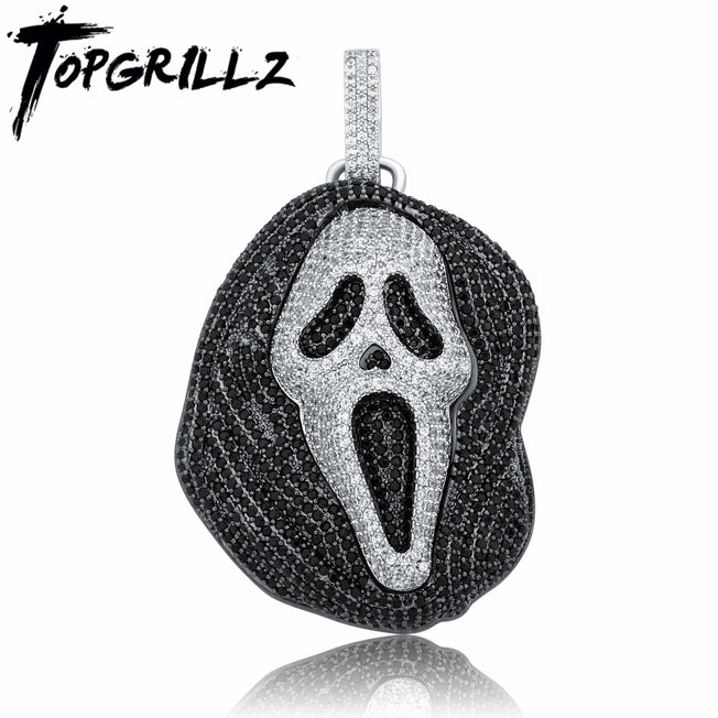 TOPGRILLZ 2020 New Fashion High Quality Iced Skull Pendant Necklace With Tennis Chain  Cubic Zirconia Hip Hop Gift For Men