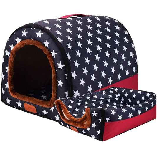 New Warm Dog House Comfortable Print Stars Kennel Mat For Pet Puppy Top Quality Foldable Cat Sleeping Bed cama para cachorro