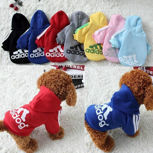 Adidog Clothes, Pet Dog Clothes for Small Medium Dogs, Cotton Hooded Sweatshirt, 2021 Hot Selling Warm Two-Legged Pet Jacket - Wowza