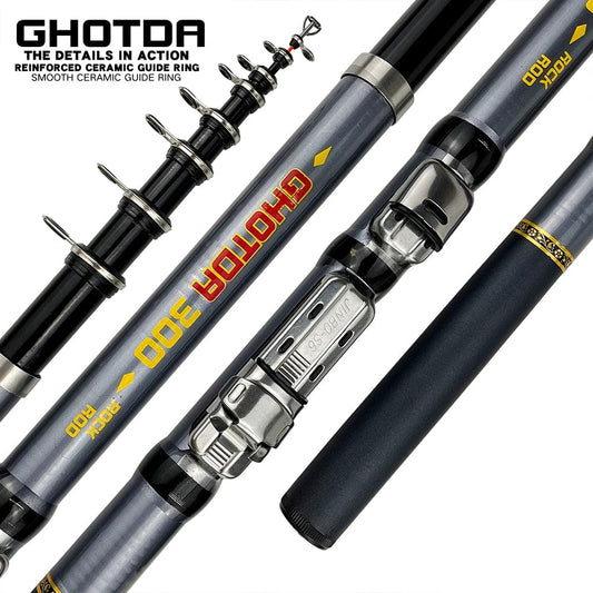 GHOTDA 2021 Carbon Fishing Rod Travel Short Hard Fishing Rod Suitable for Carp Barracuda Rock Telescopic Casting