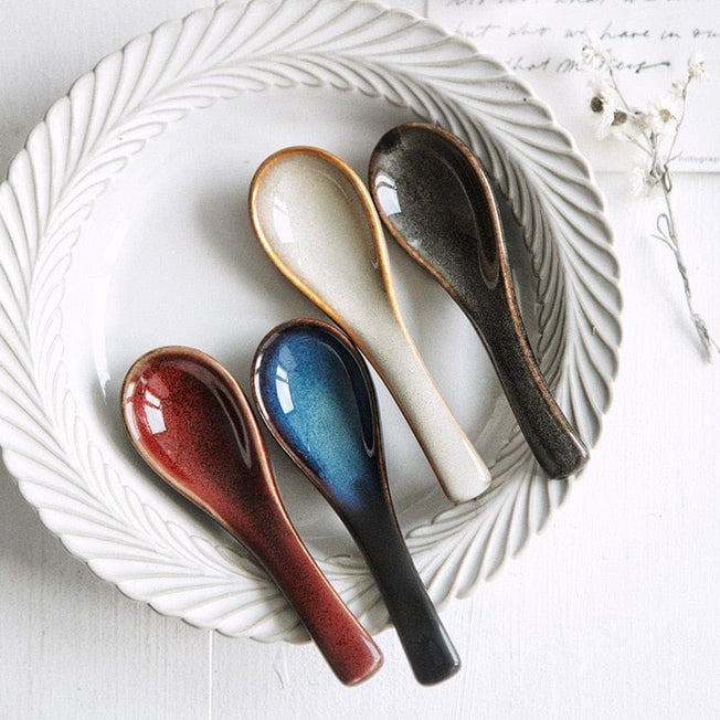 Japanese Tableware Kiln Rice Spoon Soup Spoon Porridge Spoon Household Creative Restaurant Spoons - Wowza