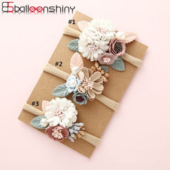 Balleen Shiny Fashion Florals Headband Newborn Baby Elastic Princess Hairbands Child Kids Pearl Fresh Style Cute Headwear Gifts