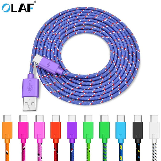 USB Type C Cable for Samsung Galaxy S10 9 Fast Charging Data Cable for Huawei Mate 20 Pro Mobile Phone Charger Cord USB-C