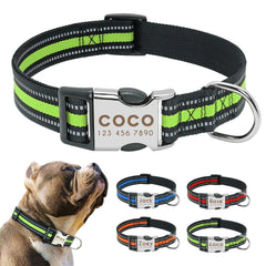 Personalized Dog Collar Reflective Pet Nylon Dog Tag Collar Custom Dog ID Name Collars Engraved For Medium Large Dogs Perro S-L