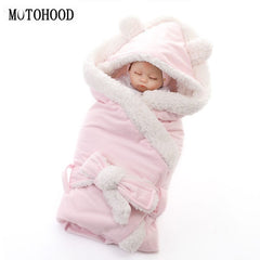 MOTOHOOD Winter Baby Boys Girls Blanket Wrap Double Layer Fleece Baby Swaddle Sleeping Bag For Newborns Baby Bedding Blanket Kid